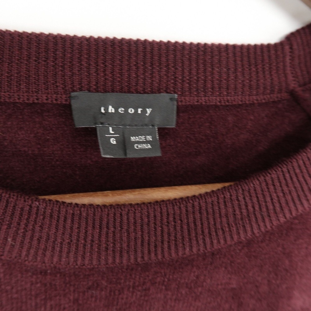 Theory Evrett B‎ Soothe Sweater Mens Large Burgundy Corded Velour Knit - Picture 8 of 10